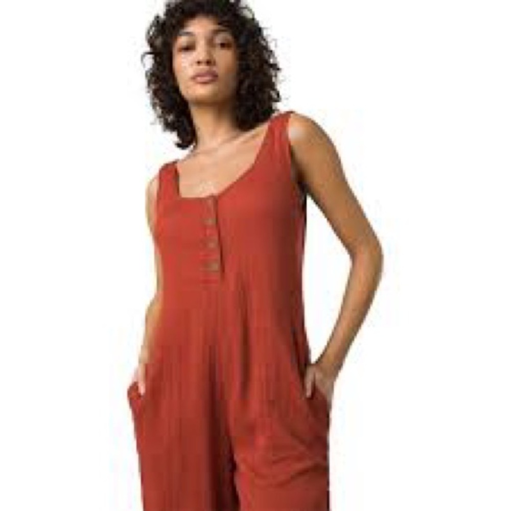 Prana Seakissed Jumpsuit X-Large Organic Cotton Rust Lightweight